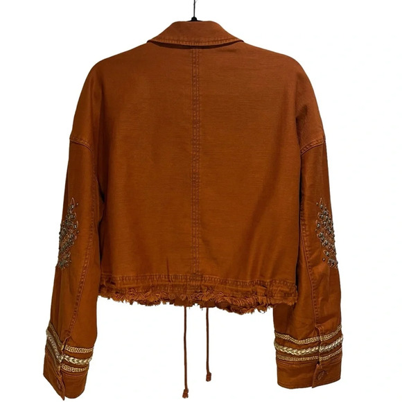 Free People Extreme Cropped Military Jacket Size Small OB618949 Embroidery *FLAW - Picture 5 of 15